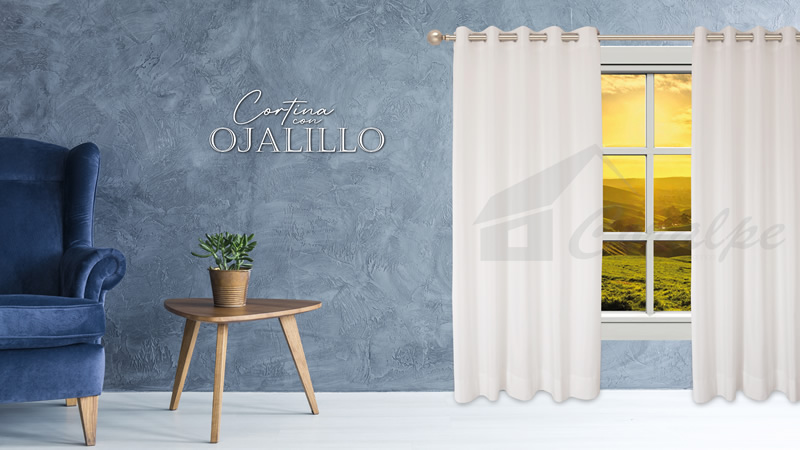Cortinas con ojalillos de aluminio blanca