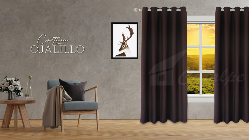 Cortinas con ojalillos de aluminio marrón rustico